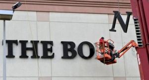 The sign for the closing Bon-Ton store at the Mall at Steamtown - a staple in the downtown Scranton since 200 and one of the mall’s two anchors - came down Thursday. The retailer said it probably will cease operations between Sunday and Wednesday. IN early January, mall officials announced they were close to signing a lease with a new tenant to fill the soon-to-be-empty space. Michael J. Mullen / Staff Photographer